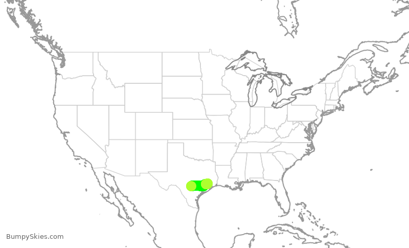 Turbulence forecast map for UAL1282, SAT to IAH