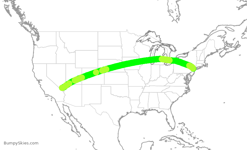 Turbulence forecast map for UAL1283, EWR to LAS