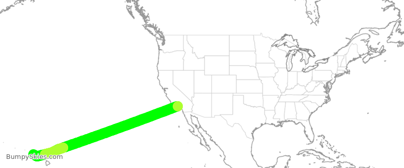Turbulence forecast map for UAL1295, LAX to LIH