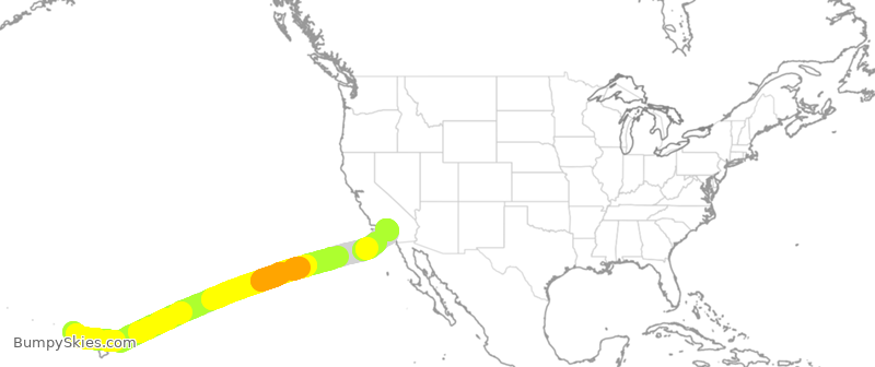 Turbulence forecast map for UAL1296, HLI to LAX