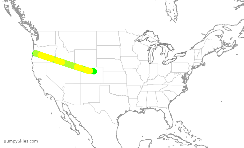 Turbulence forecast map for UAL1303, DEN to EUG