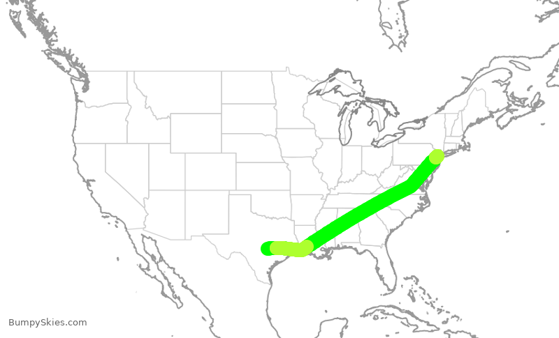 Turbulence forecast map for UAL1310, AUS to EWR
