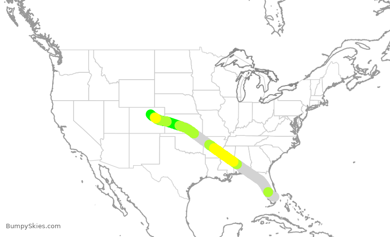 Turbulence forecast map for UAL1311, FLL to DEN