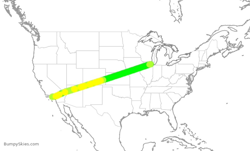 Turbulence forecast map for UAL1317, ORD to LAX