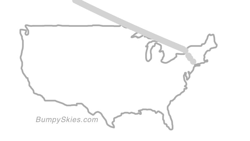 Map of continental US with illustrated flight path and turbulence forecast (described in text below)