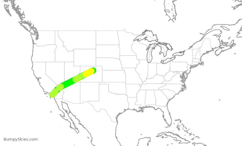 Turbulence forecast map for UAL1320, DEN to SNA