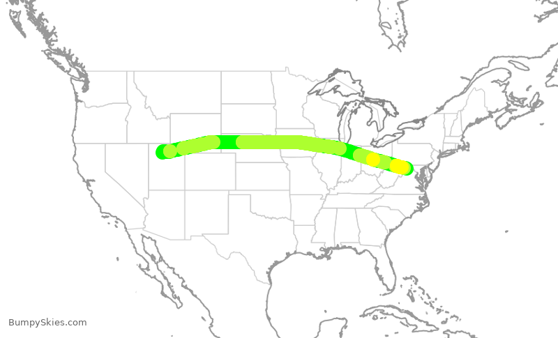 Turbulence forecast map for UAL1322, SLC to IAD