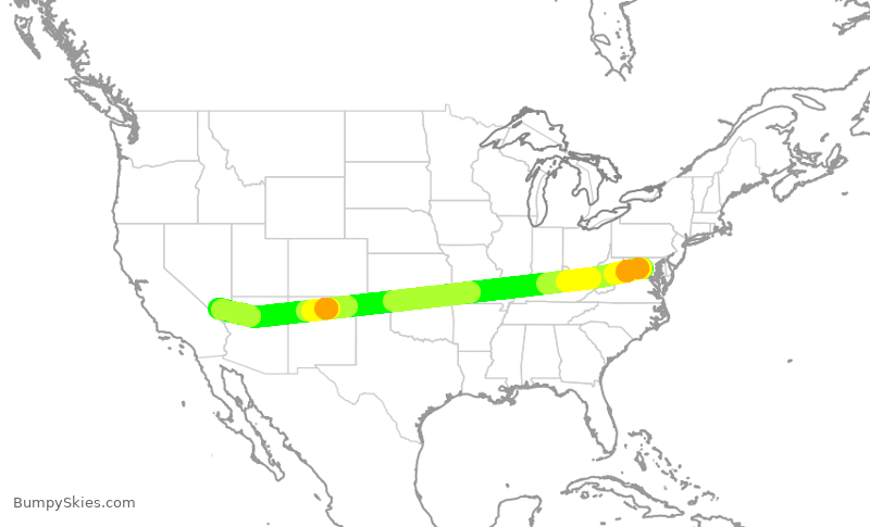 Turbulence forecast map for UAL1323, IAD to LAS