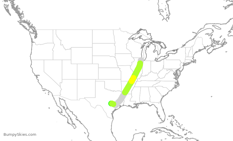 Turbulence forecast map for UAL1336, ORD to AUS