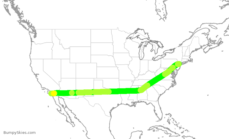 Turbulence forecast map for UAL1337, EWR to SAN