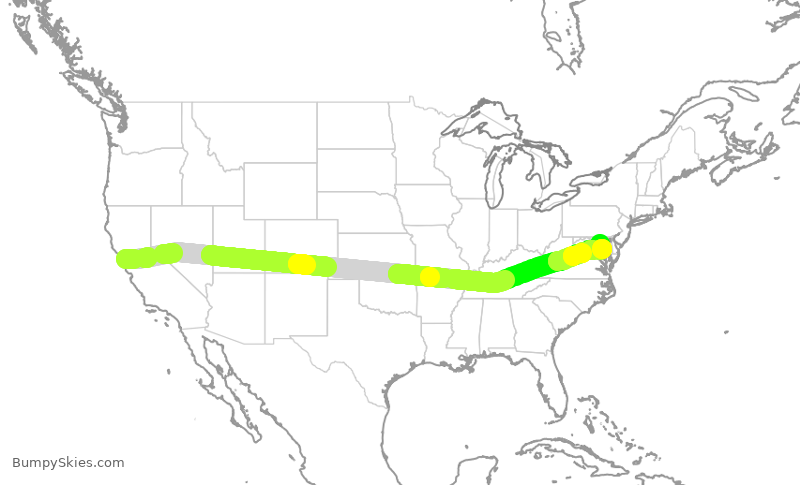 Turbulence forecast map for UAL1340, SFO to BWI