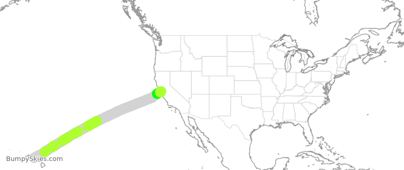 Turbulence forecast map for UAL1346, HNL to SFO