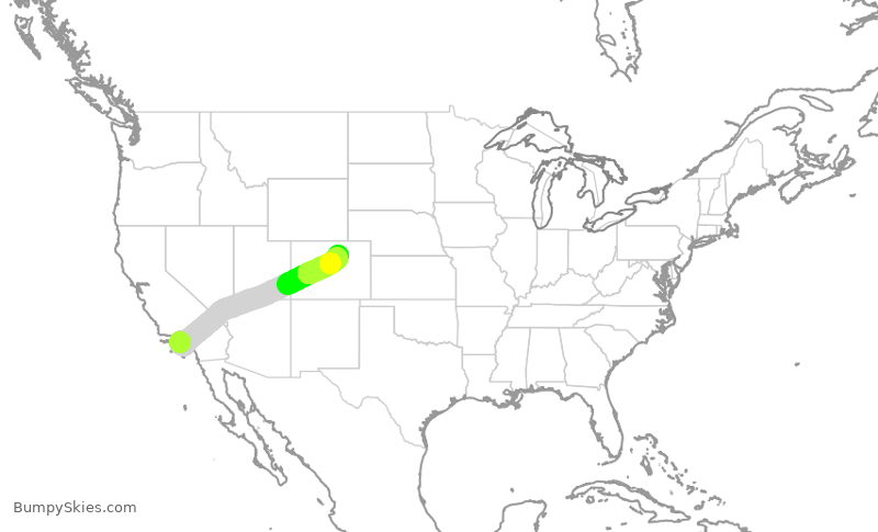 Turbulence forecast map for UAL1347, LAX to DEN