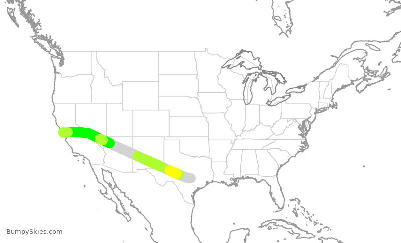 Turbulence forecast map for UAL1348, AUS to SFO