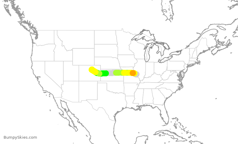 Turbulence forecast map for UAL1352, STL to DEN