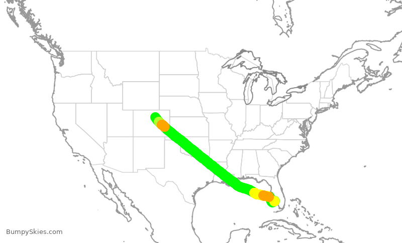 Turbulence forecast map for UAL1354, RSW to DEN
