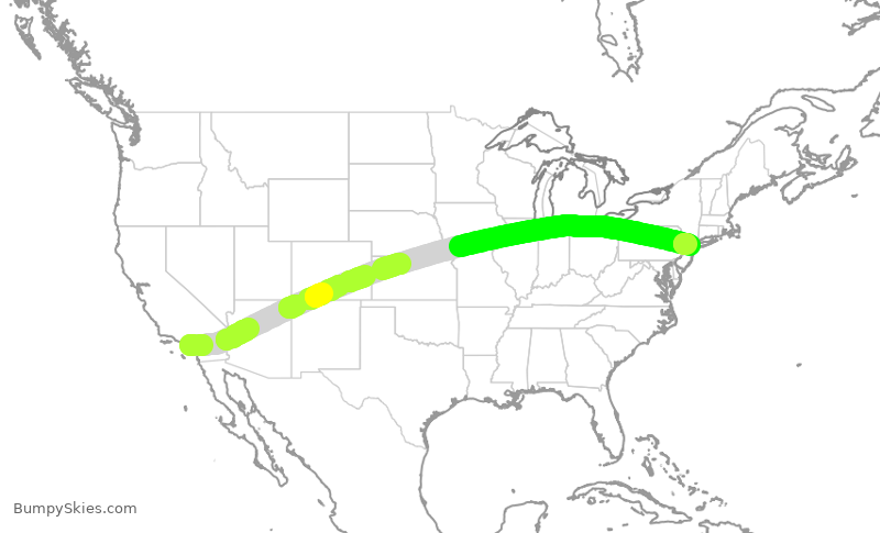 Turbulence forecast map for UAL1365, SNA to EWR