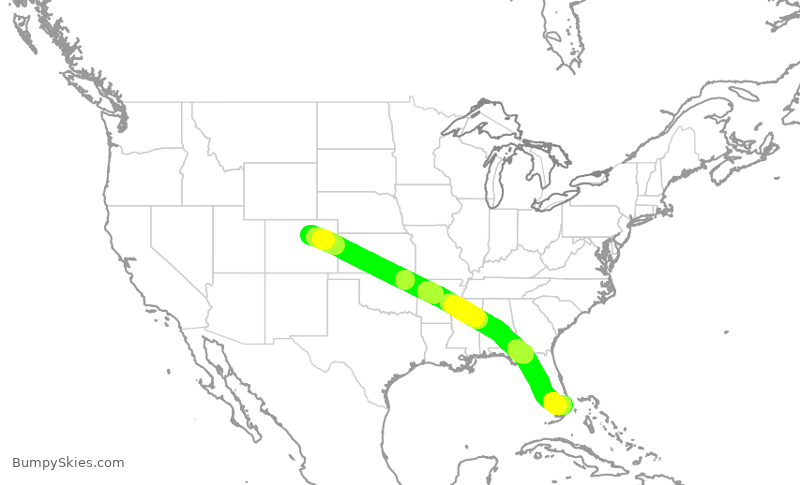 Turbulence forecast map for UAL1374, DEN to FLL