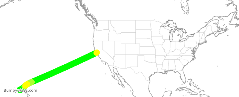 Turbulence forecast map for UAL1384, SFO to LIH