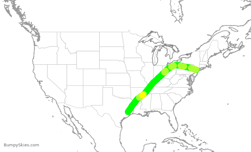 Turbulence forecast map for UAL1397, IAH to EWR