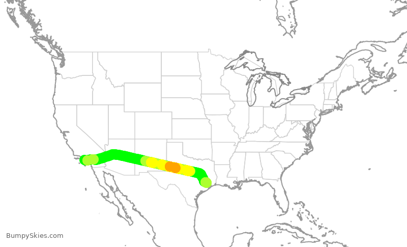 Turbulence forecast map for UAL1397, LAX to IAH