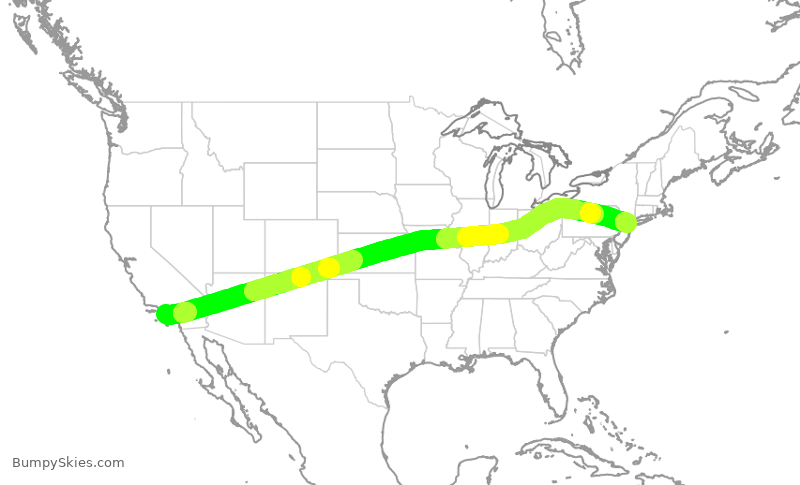 Turbulence forecast map for UAL1403, LAX to EWR