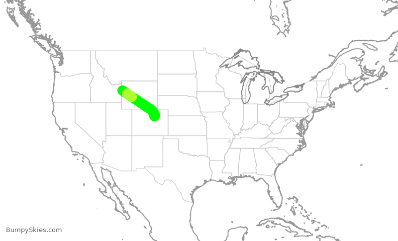 Turbulence forecast map for UAL1413, DEN to JAC