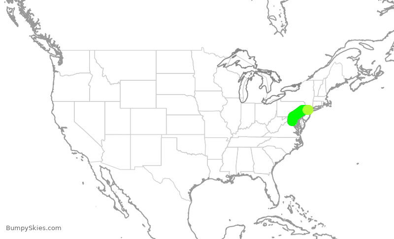 Turbulence forecast map for UAL1413, EWR to IAD