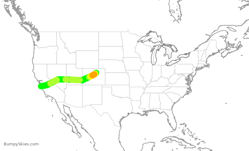 Turbulence forecast map for UAL1413, MRY to DEN