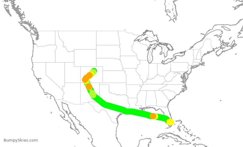 Turbulence forecast map for UAL1417, FLL to DEN