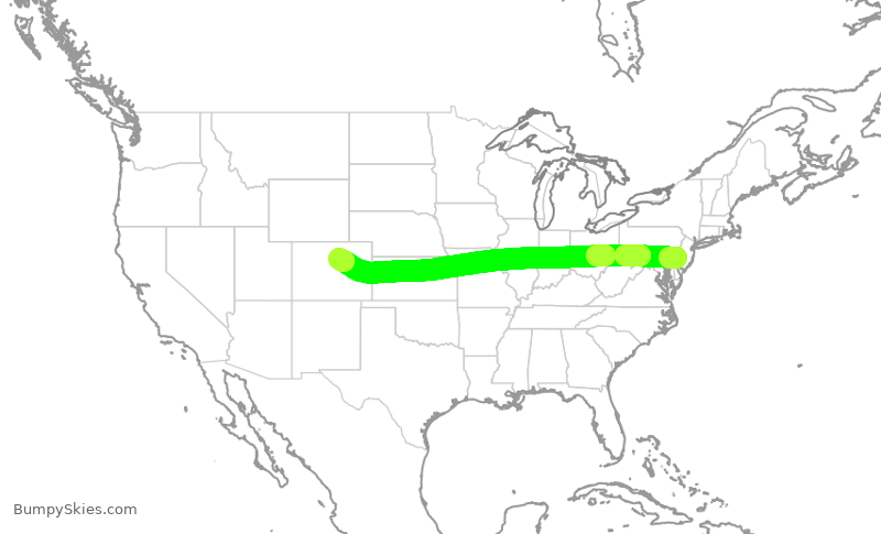 Turbulence forecast map for UAL1423, PHL to DEN