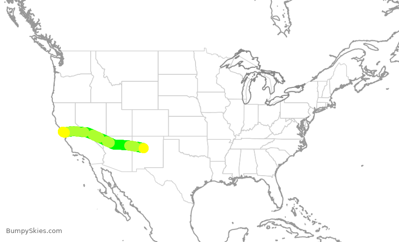 Turbulence forecast map for UAL1427, ABQ to SFO