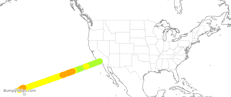 Turbulence forecast map for UAL1431, LAX to HNL