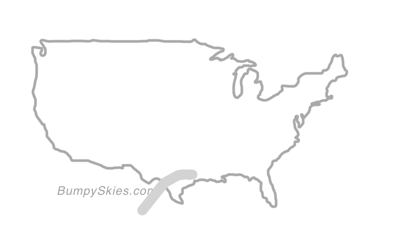 Map of continental US with illustrated flight path and turbulence forecast (described in text below)