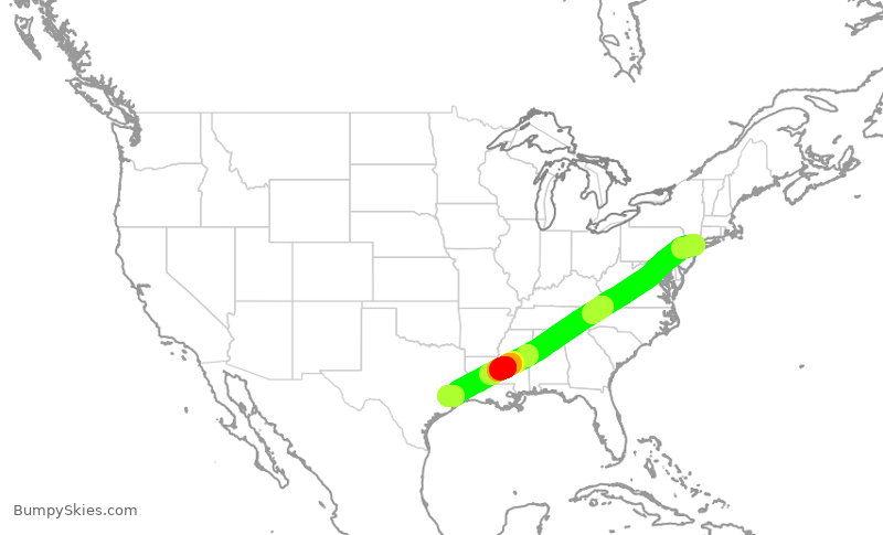 Turbulence forecast map for UAL1439, LGA to IAH