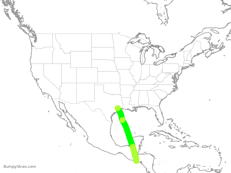 Turbulence forecast map for UAL1441, IAH to SLP
