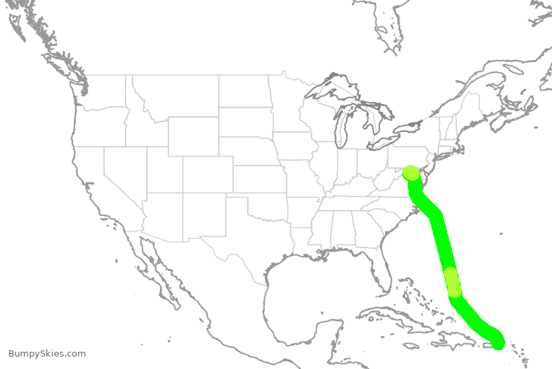 Turbulence forecast map for UAL1443, IAD to IST