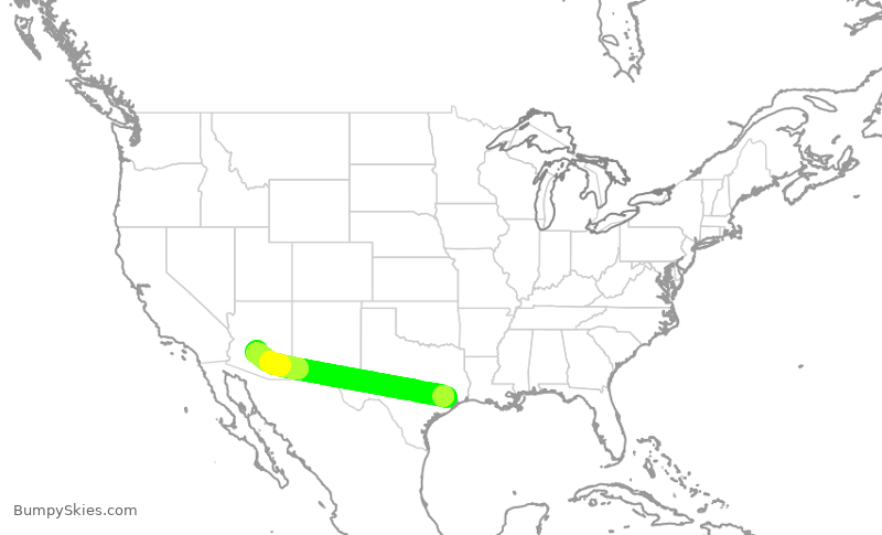 Turbulence forecast map for UAL1448, IAH to PHX