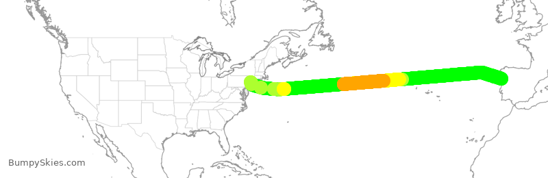 Turbulence forecast map for UAL144, EWR to OPO