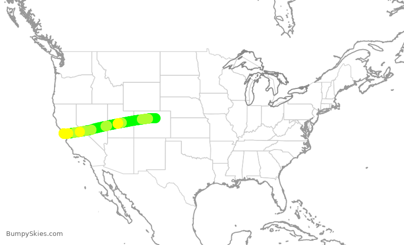Turbulence forecast map for UAL1450, DEN to SFO