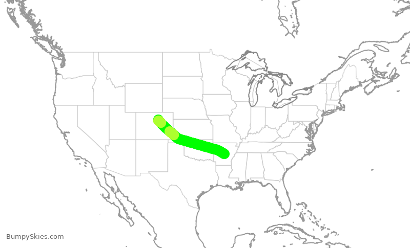 Turbulence forecast map for UAL1452, LIT to DEN
