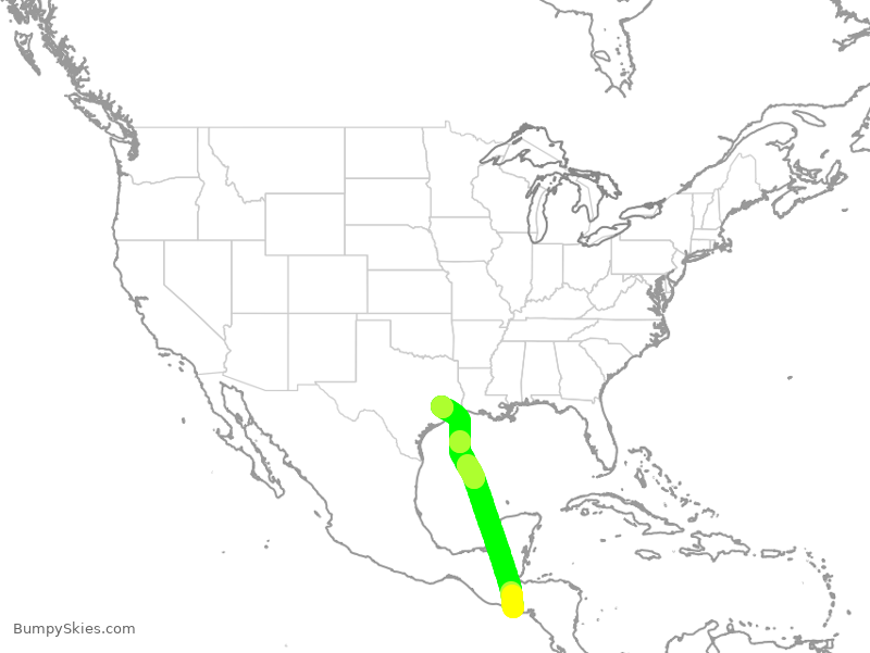 Turbulence forecast map for UAL1468, SAL to IAH