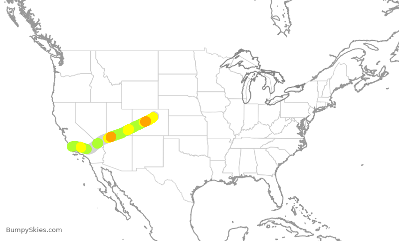 Turbulence forecast map for UAL1470, SBP to DEN