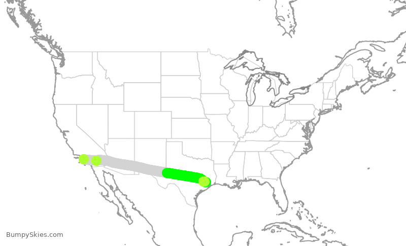 Turbulence forecast map for UAL1477, LAX to IAH
