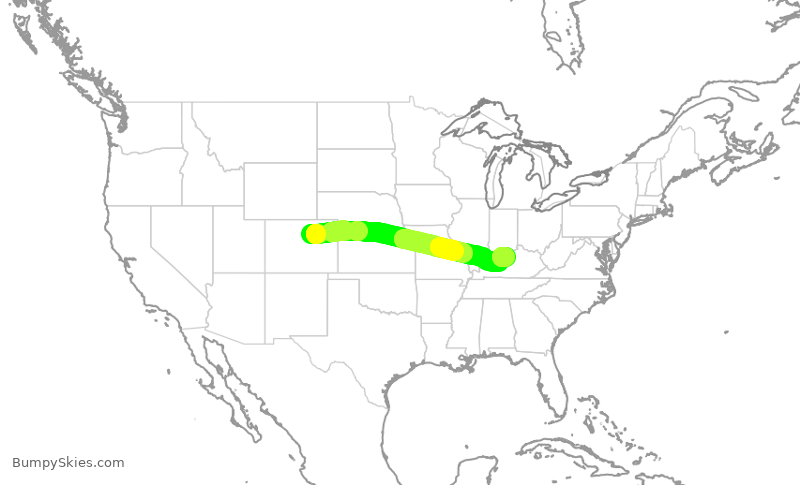 Turbulence forecast map for UAL1479, DEN to SDF