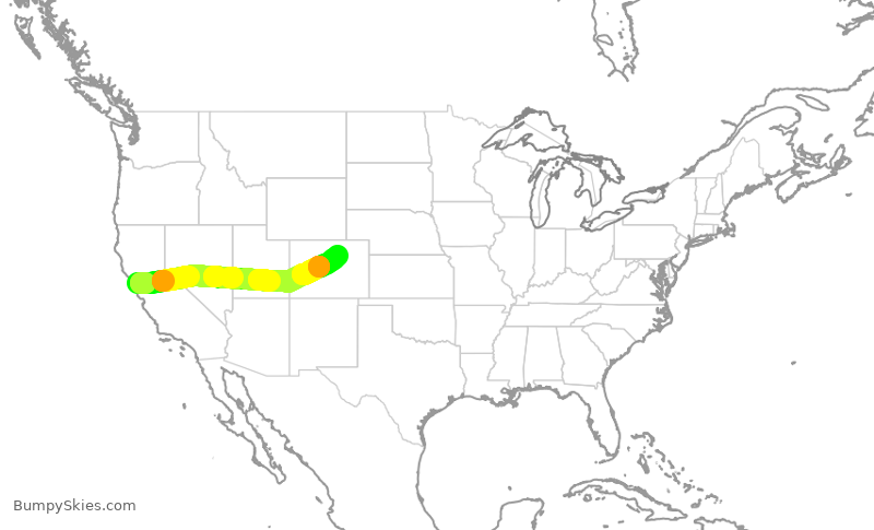 Turbulence forecast map for UAL1479, SFO to DEN