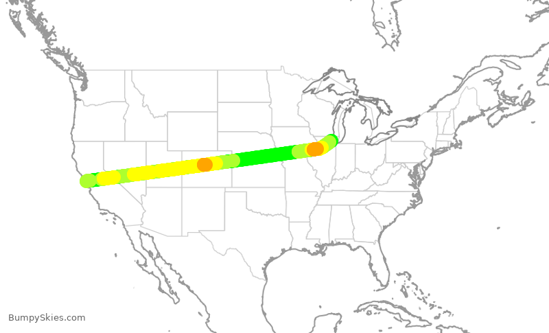 Turbulence forecast map for UAL1482, SFO to ORD