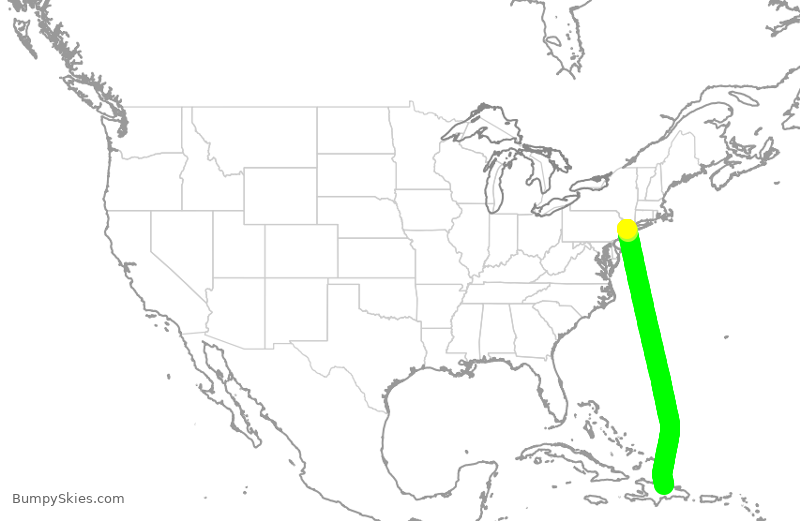 Turbulence forecast map for UAL1489, EWR to STI