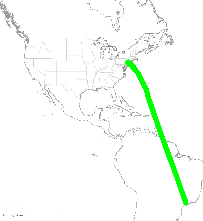 Turbulence forecast map for UAL148, BGR to EWR