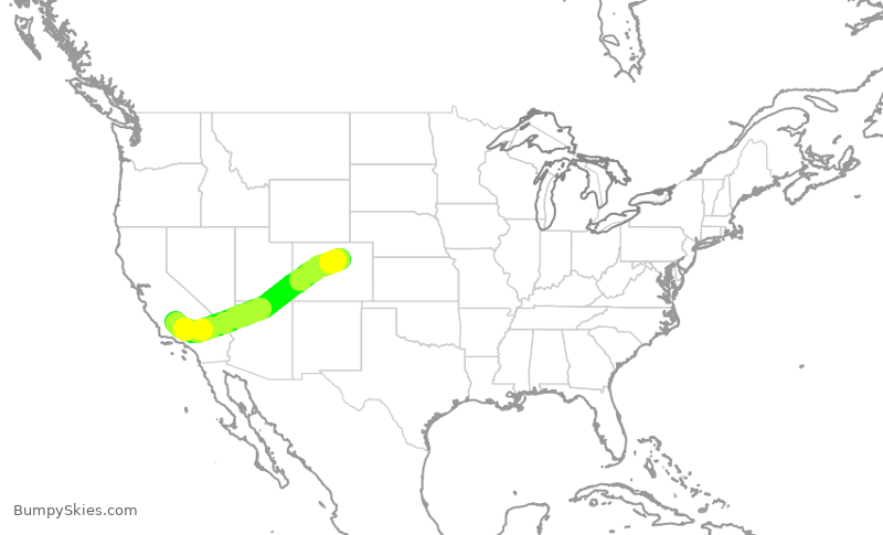 Turbulence forecast map for UAL1494, DEN to BFL